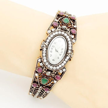 Vintage Antique Gold Color Women Bracelet Bangle Quartz Dress Watch - The Jewellery Supermarket